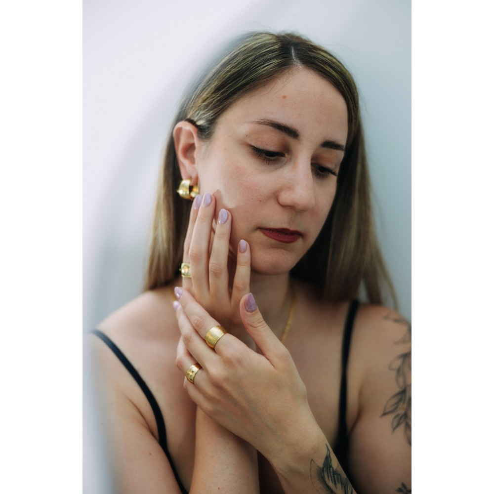 Δαχτυλίδι μεγάλο επιχρυσωμένο με κυματιστό σχέδιο, ασήμι 925