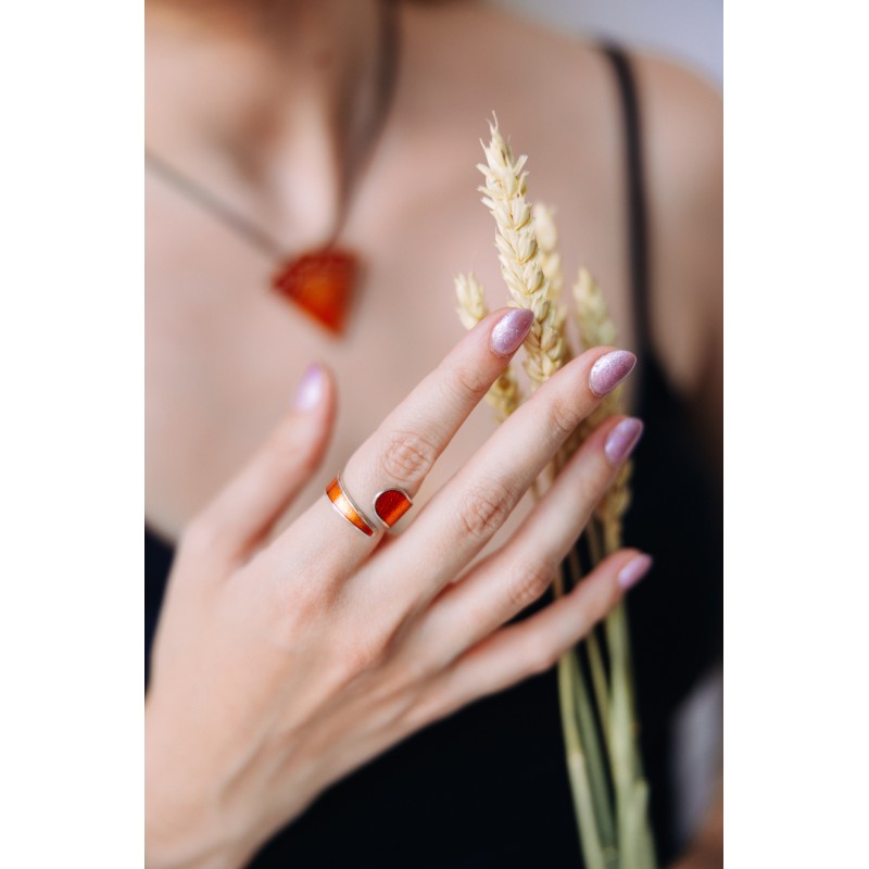 Δαχτυλίδι μοντέρνο μεγάλο, Ασήμι 925, Διάφανο πορτοκαλί σμάλτο Δαχτυλίδι μοντέρνο μεγάλο, Ασήμι 925, Διάφανο πορτοκαλί σμάλτο