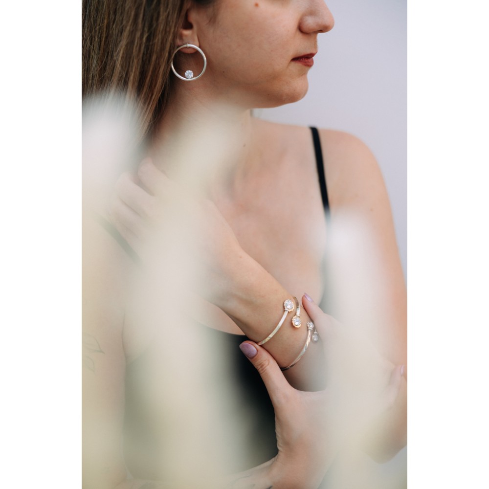 Κρίκοι με ζιρκόν, ασήμι 925
