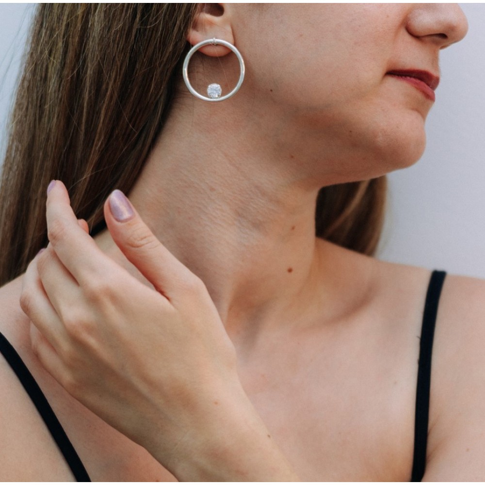 Κρίκοι με ζιρκόν, ασήμι 925