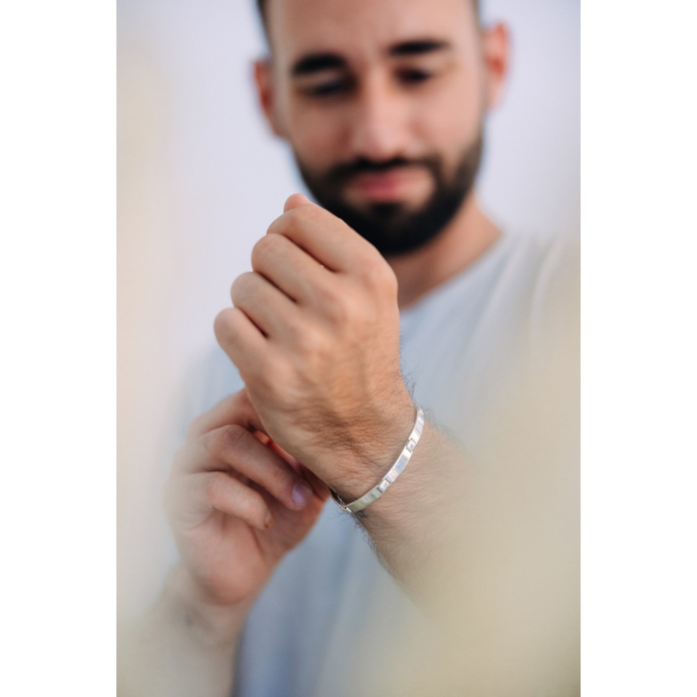 Χειροπέδα με κούμπωμα, ασήμι 925