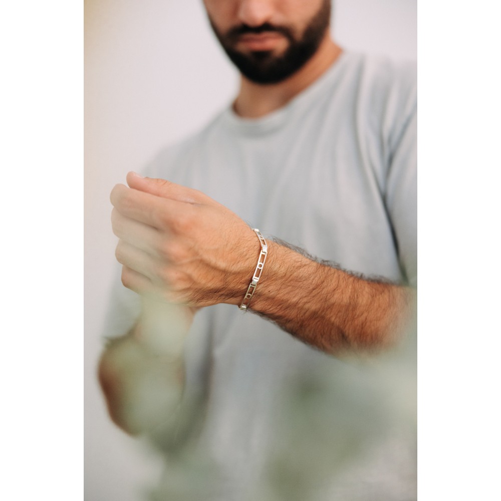 Χειροπέδα με κούμπωμα, ασήμι 925