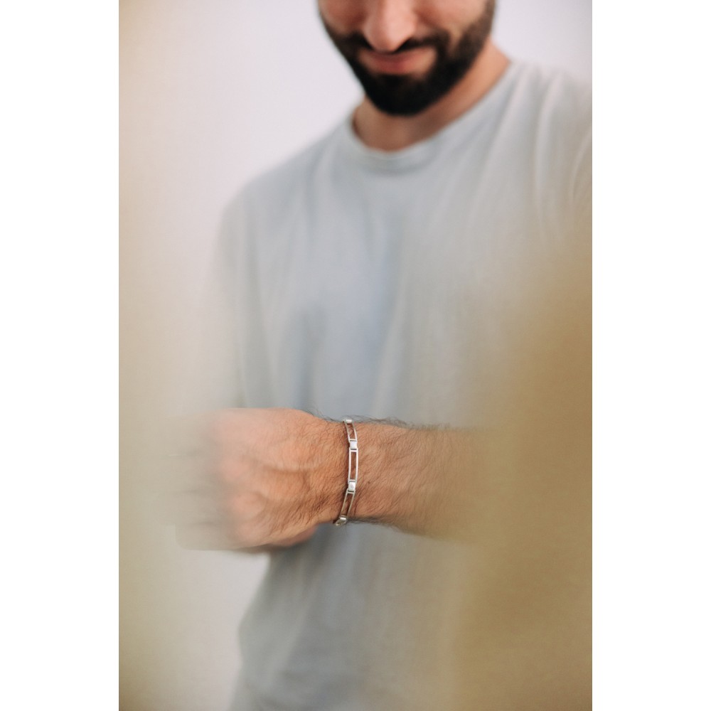 Χειροπέδα με κούμπωμα, ασήμι 925