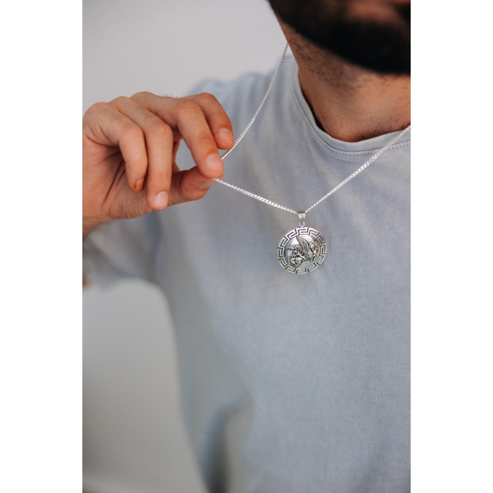 Μεγάλο μενταγιόν Πήγασος. Οξειδωμένο ασήμι 925.