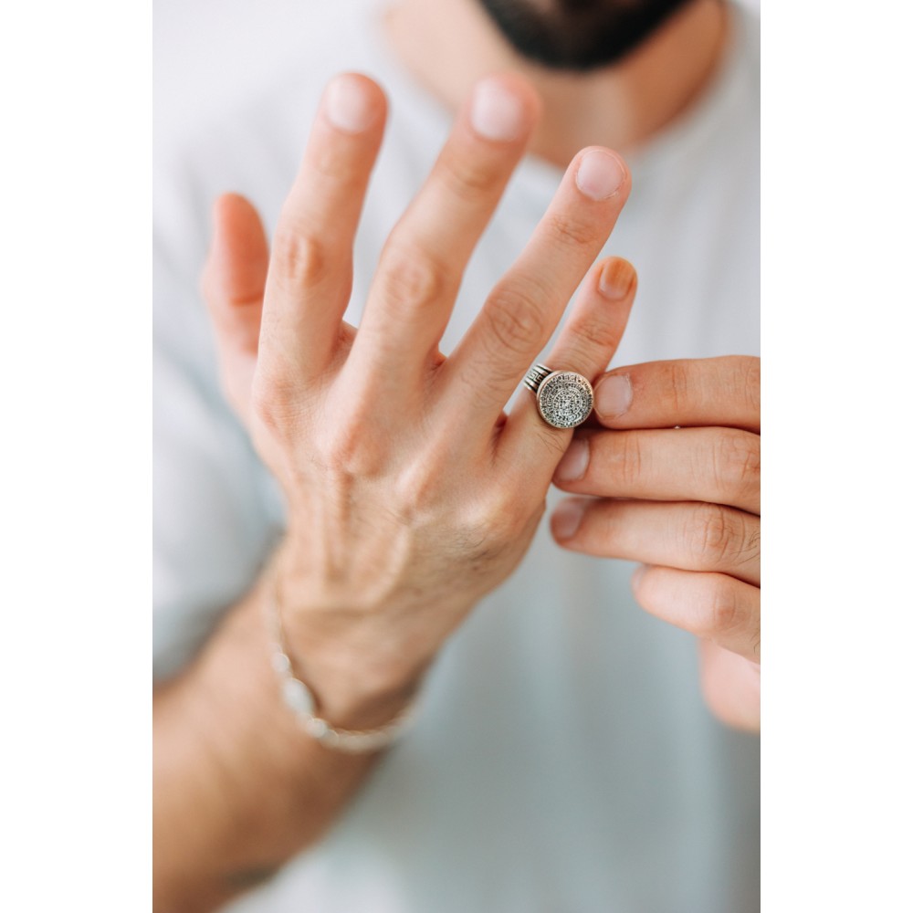 Δαχτυλίδι δίσκος Φαιστού. Οξειδωμένο ασήμι 925.