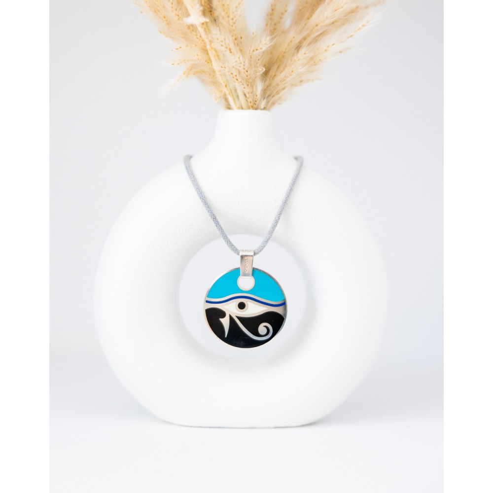 Μενταγιόν μάτι με δύο πλευρές, ασήμι 925, σμάλτο