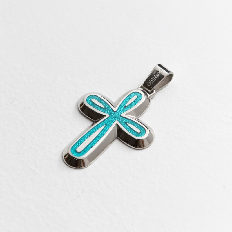 Σταυρός ασήμι 925, τιρκουάζ σμάλτο Σταυρός ασήμι 925, τιρκουάζ σμάλτο