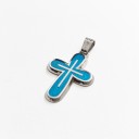 Cross Silver 925, Light Blue Enamel