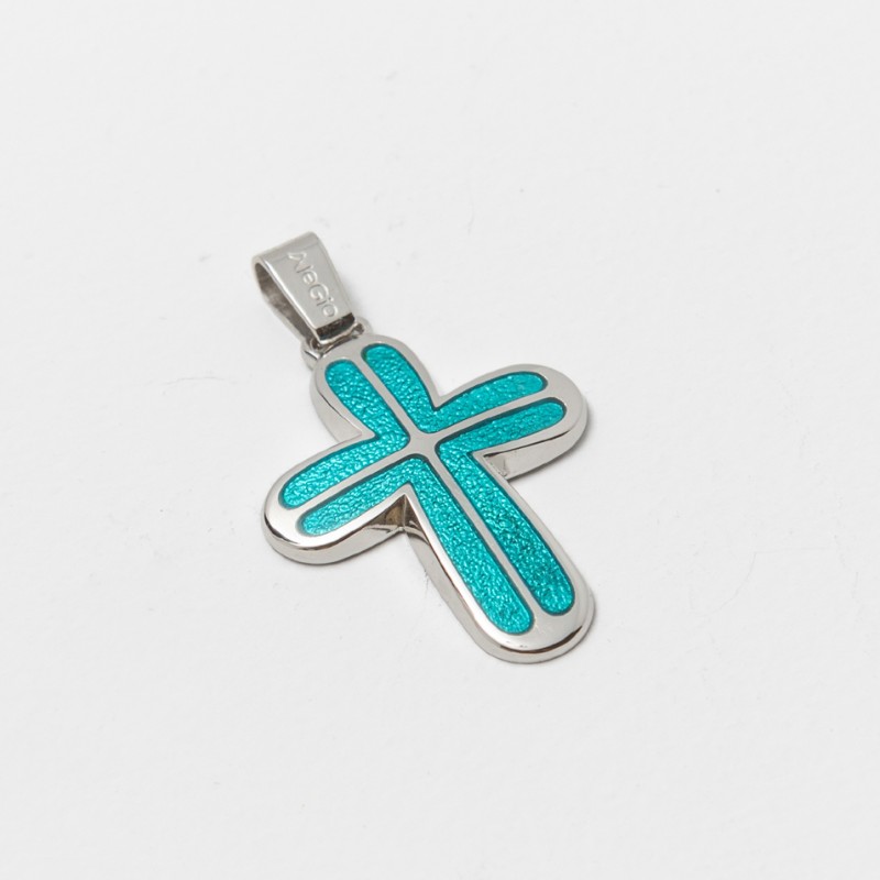 Σταυρός ασήμι 925, τιρκουάζ σμάλτο Σταυρός ασήμι 925, τιρκουάζ σμάλτο