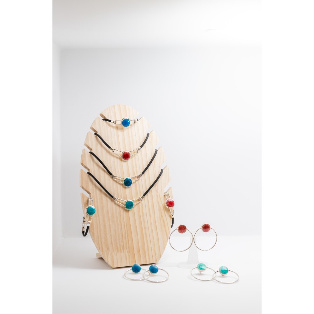 Κρίκοι ασήμι 925, μπλε σμάλτο