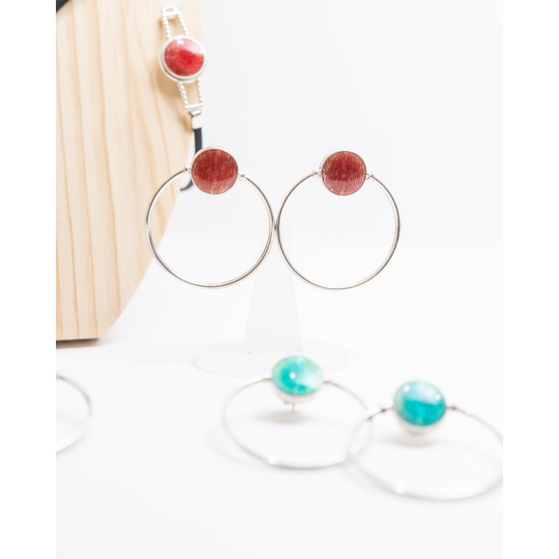 Κρίκοι ασήμι 925, κόκκινο σμάλτο Κρίκοι ασήμι 925, κόκκινο σμάλτο