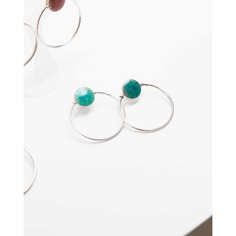 Κρίκοι ασήμι 925, τιρκουάζ σμάλτο Κρίκοι ασήμι 925, τιρκουάζ σμάλτο