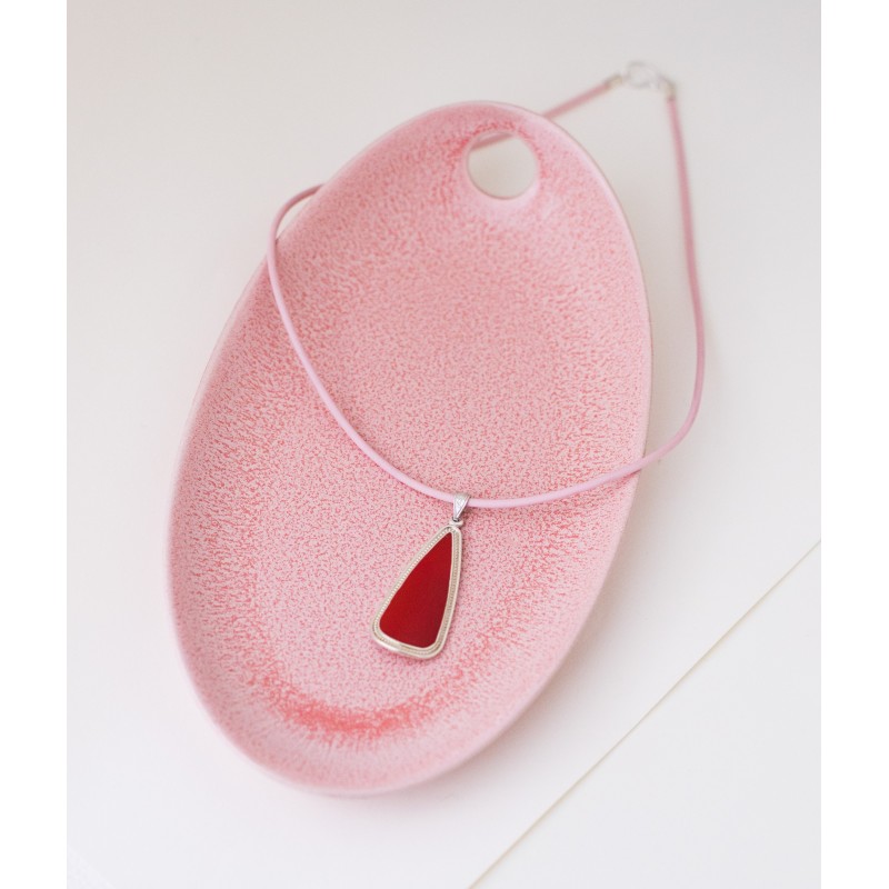 Μενταγιόν σταγόνα,, κόκκινο σμάλτο, Ασήμι 925 Μενταγιόν σταγόνα,, κόκκινο σμάλτο, Ασήμι 925