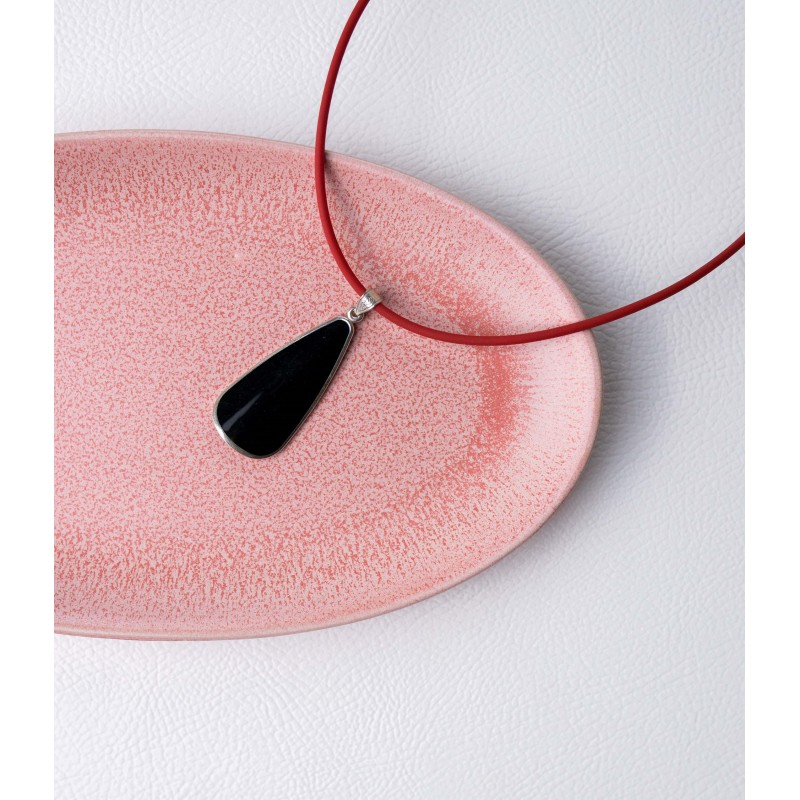 Μενταγιόν σταγόνα, μαύρο σμάλτο, Ασήμι 925 Μενταγιόν σταγόνα, μαύρο σμάλτο, Ασήμι 925