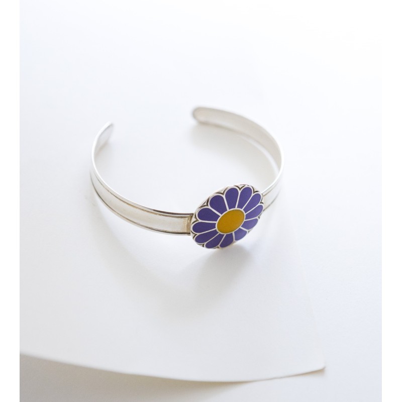 Βραχιόλι μαργαρίτα, μωβ και κίτρινο σμάλτο, Ασήμι 925 Βραχιόλι μαργαρίτα, μωβ και κίτρινο σμάλτο, Ασήμι 925