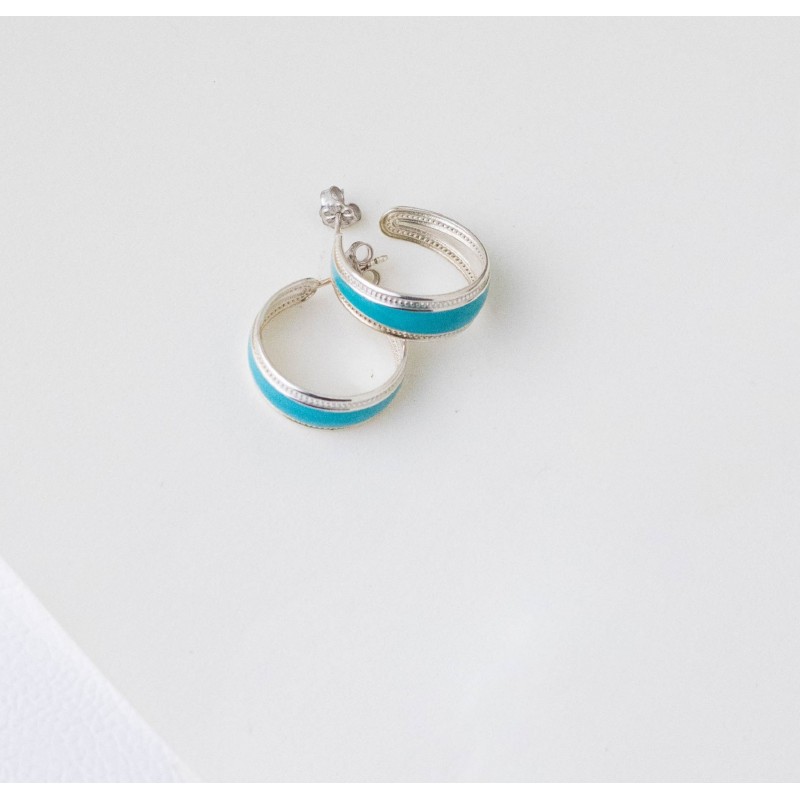 Κρίκοι μικροί, γαλάζιο σμάλτο. Ασήμι 925 Κρίκοι μικροί, γαλάζιο σμάλτο. Ασήμι 925