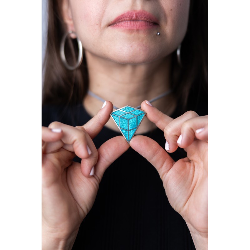 Μενταγιόν Διαμάντι, Ασήμι 925 και Γαλάζιο Σμάλτο