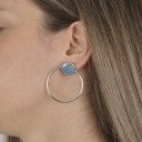 Hoops Spiral. Light Blue Enamel. Silver 925.