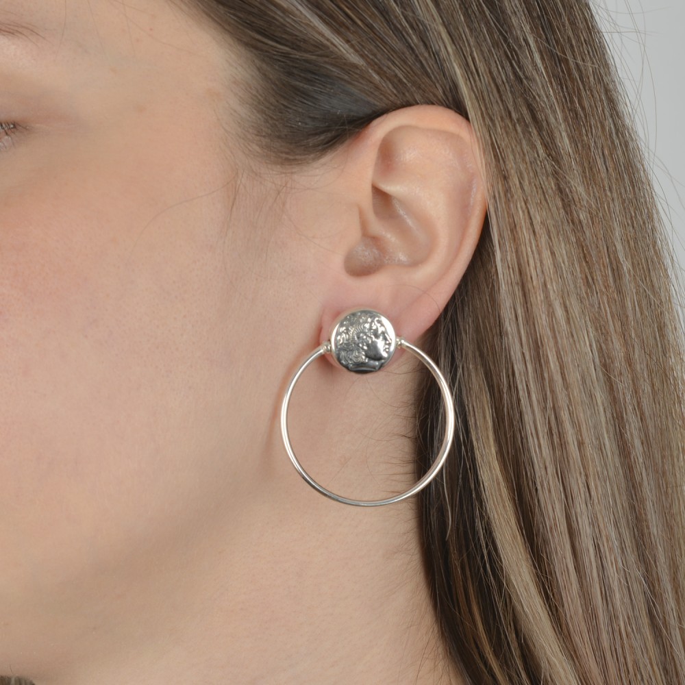 Κρίκοι Μέγας Αλέξανδρος. Οξειδωμένο ασήμι 925.