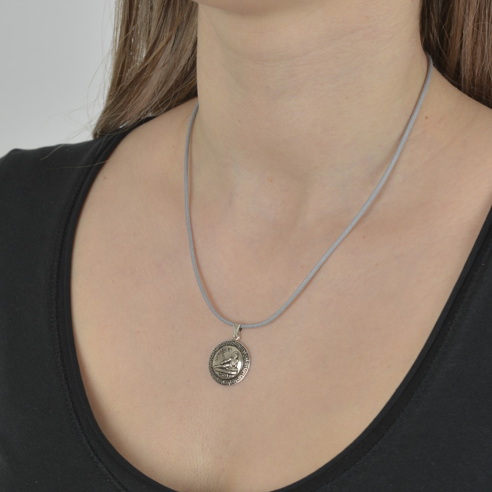 Μενταγιόν Αχιλλέας. Οξειδωμένο ασήμι 925.