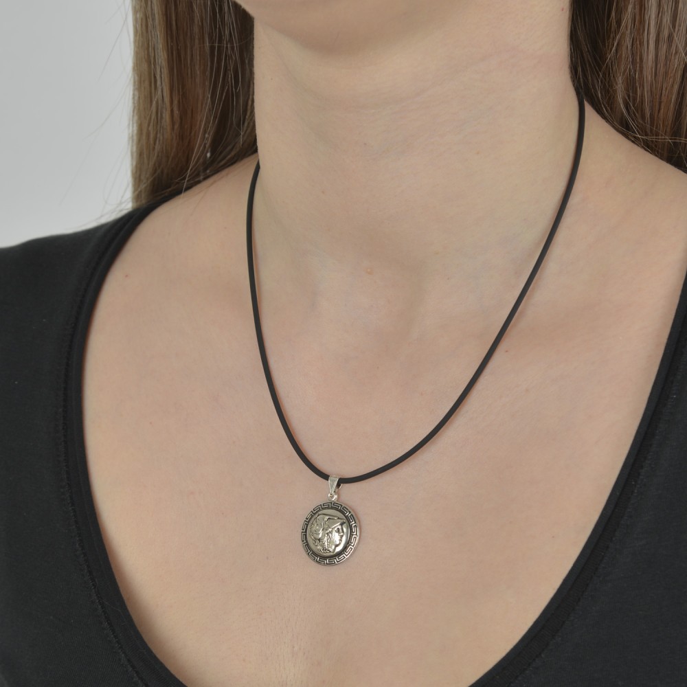 Μενταγιόν θεά Αθηνά. Οξειδωμένο ασήμι 925.