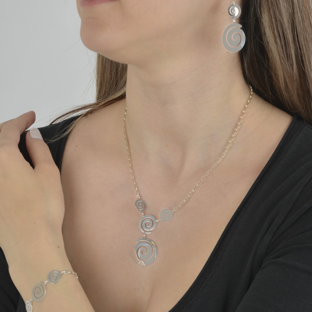 Βραχιόλι αλυσίδα τριπλή σπίρα μεγάλο. Ασήμι 925.