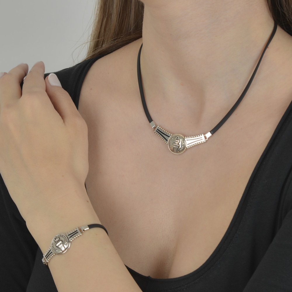 Βραχιόλι ελάφι Ρόδου με σχέδιο. Οξειδωμένο ασήμι 925.