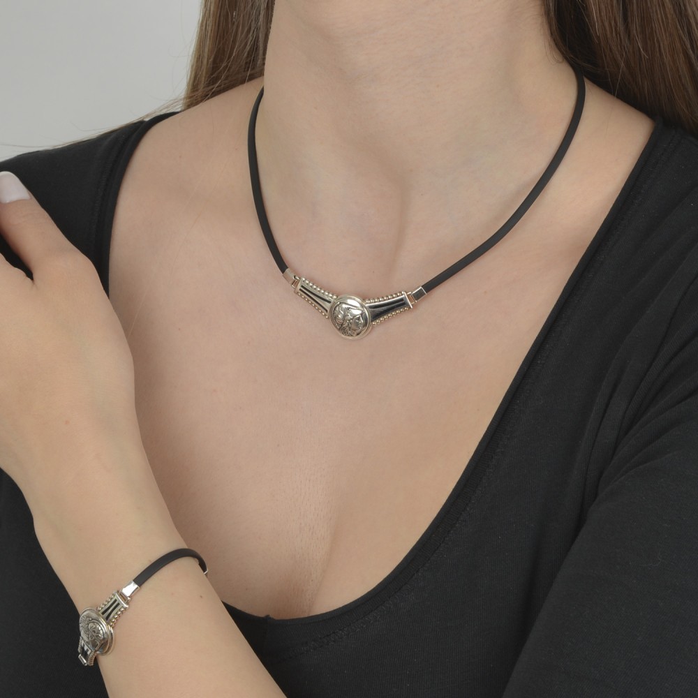 Βραχιόλι θεά Αθηνά με σχέδιο. Οξειδωμένο ασήμι 925.