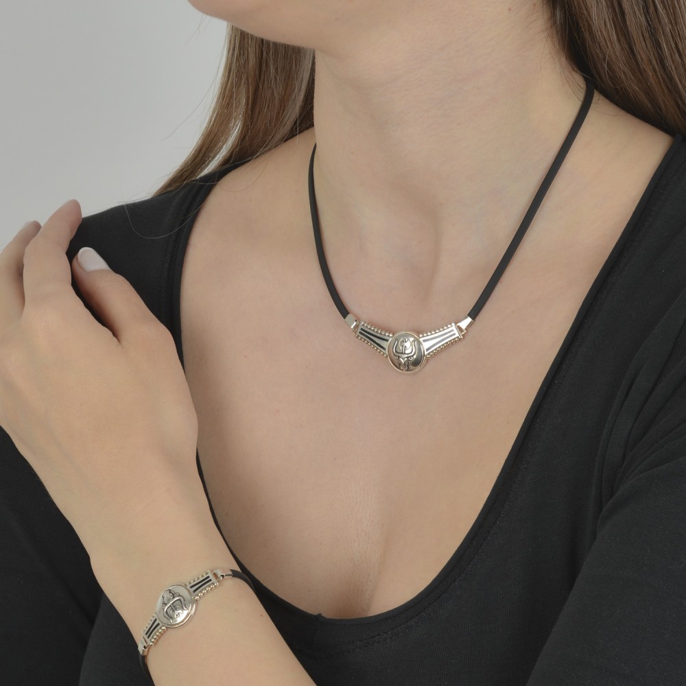 Βραχιόλι Μινώταυρος με σχέδιο. Οξειδωμένο ασήμι 925.