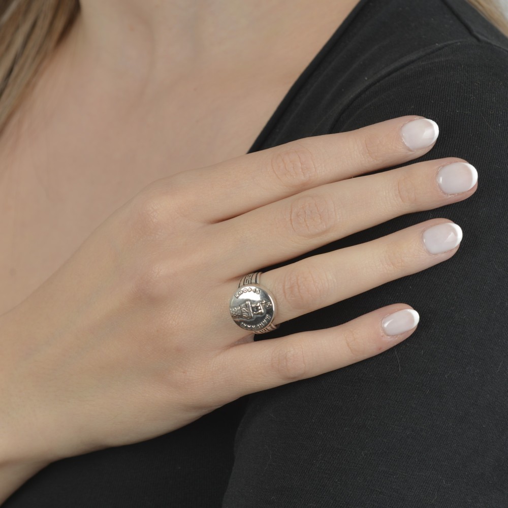 Δαχτυλίδι ελάφι Ρόδου. Οξειδωμένο ασήμι 925.