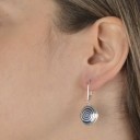 Dangle Spiral Dark Blue Enamel Earings. Silver 925.