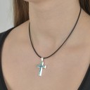 Cross Silver 925, Light Blue-Dark Blue Enamel