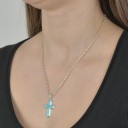 Cross Silver 925, Light Blue Enamel