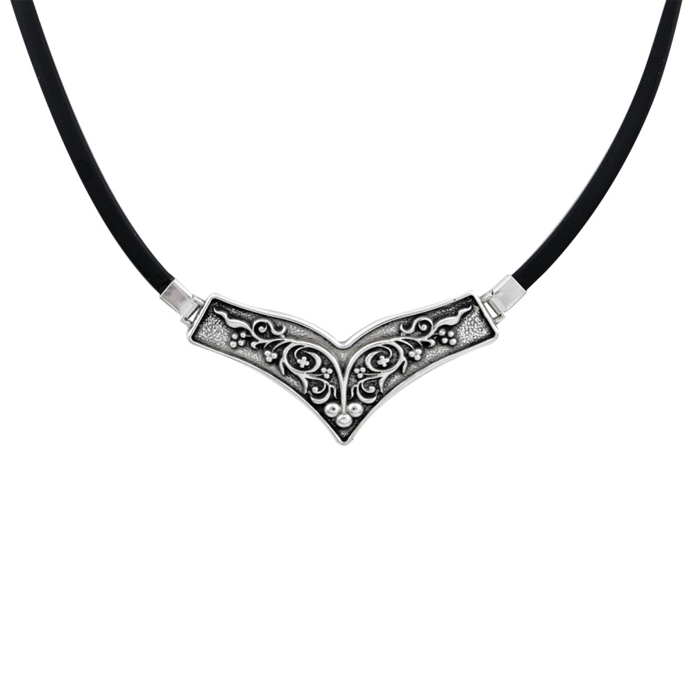 Archaic Deco Necklace. Oxidised Silver 925