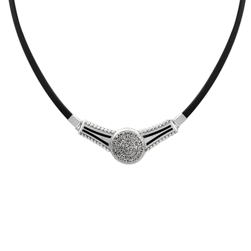 Κολιέ δίσκος Φαιστού. Οξειδωμένο ασήμι 925. Κολιέ δίσκος Φαιστού. Οξειδωμένο ασήμι 925.