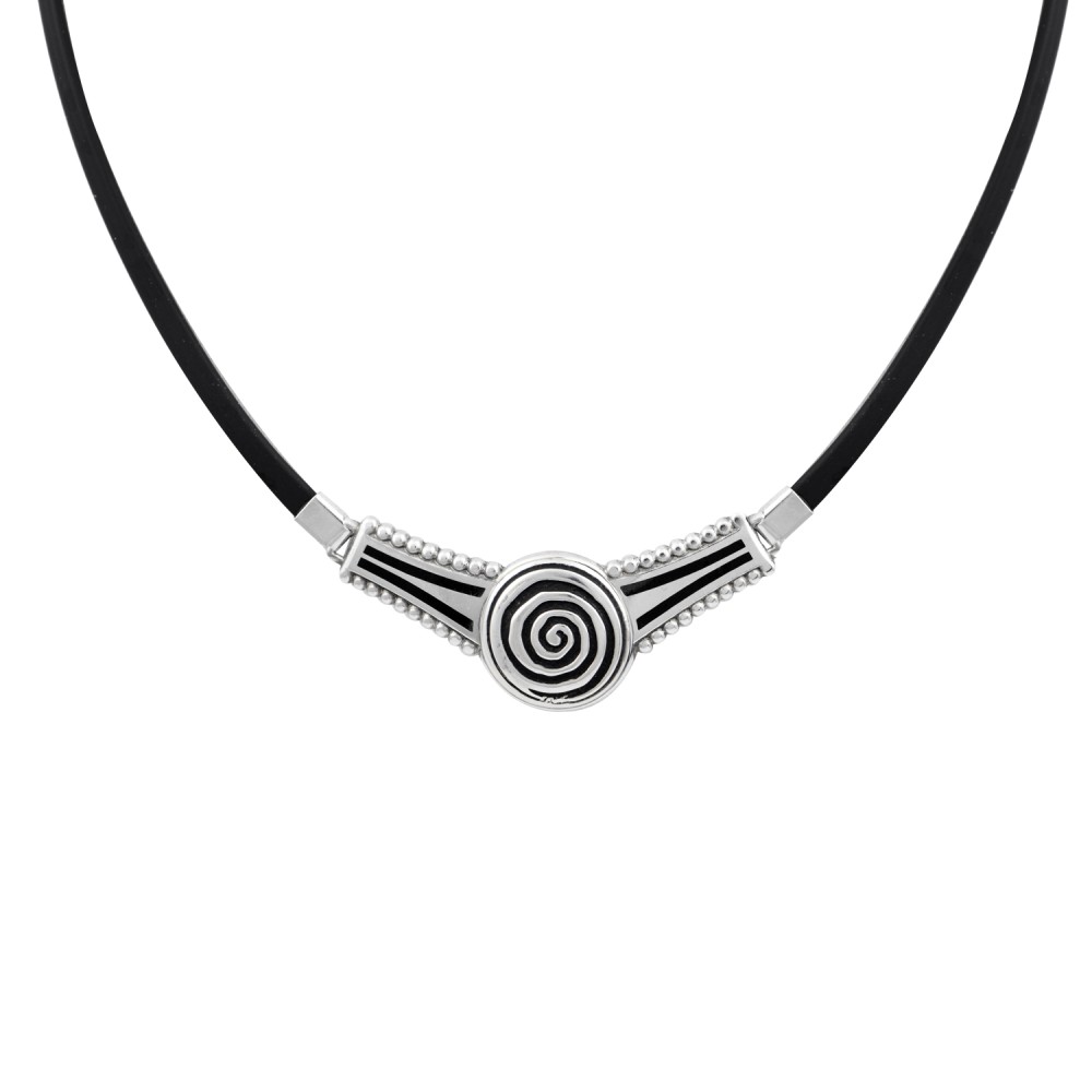 Spiral Necklace. Oxidised Silver 925