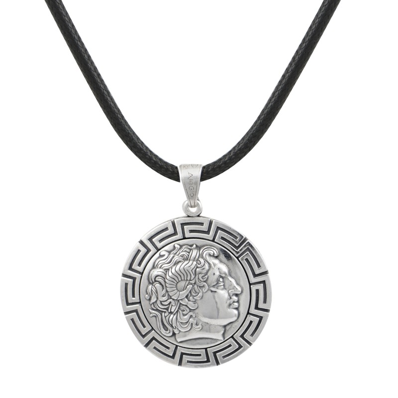 Μεγάλο μενταγιόν Μέγας Αλέξανδρος. Οξειδωμένο ασήμι 925 Μεγάλο μενταγιόν Μέγας Αλέξανδρος. Οξειδωμένο ασήμι 925