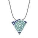 Pendant Triangle With Spiral, Dark Blue-Light Blue Enamel