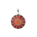 Daisy Pendant, Red And Orange Transparent Enamel, Silver 925