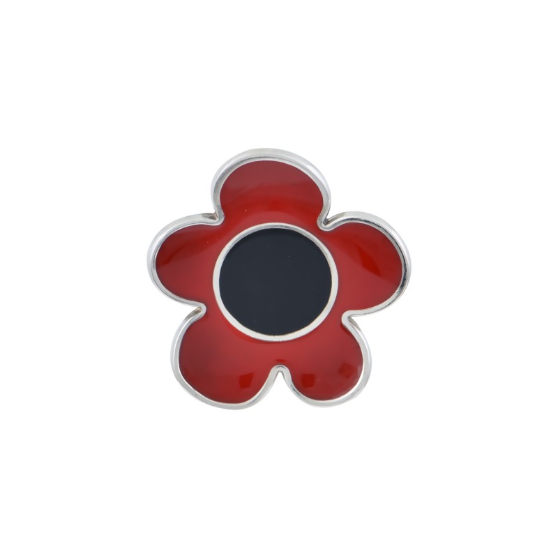 Μενταγιόν λουλούδι μεγάλο, Κόκκινο και μαύρο σμάλτο, Ασήμι 925 Μενταγιόν λουλούδι μεγάλο, Κόκκινο και μαύρο σμάλτο, Ασήμι 925