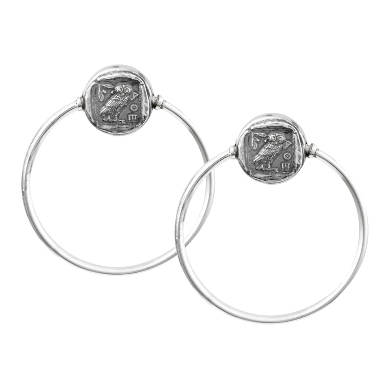 Κρίκοι κουκουβάγια. Οξειδωμένο ασήμι 925. Κρίκοι κουκουβάγια. Οξειδωμένο ασήμι 925.