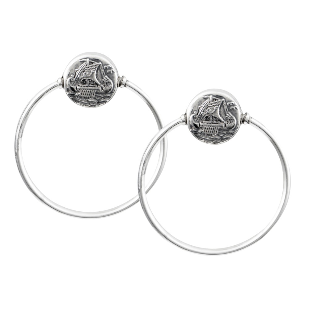 Corfiot Ship Hoops. Oxidised Silver 925