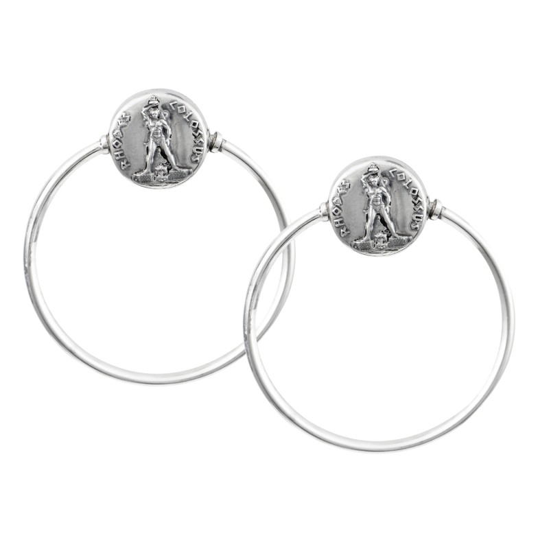 Κρίκοι Κολοσσός της Ρόδου. Οξειδωμένο ασήμι 925. Κρίκοι Κολοσσός της Ρόδου. Οξειδωμένο ασήμι 925.