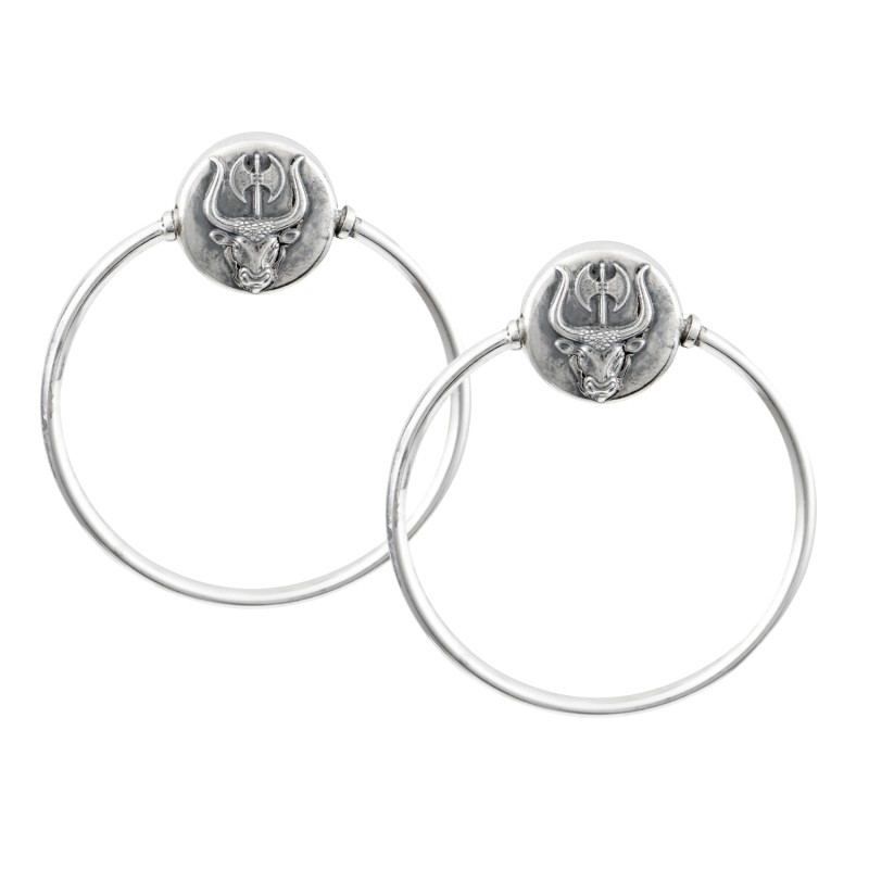 Κρίκοι Μινώταυρος. Οξειδωμένο ασήμι 925. Κρίκοι Μινώταυρος. Οξειδωμένο ασήμι 925.
