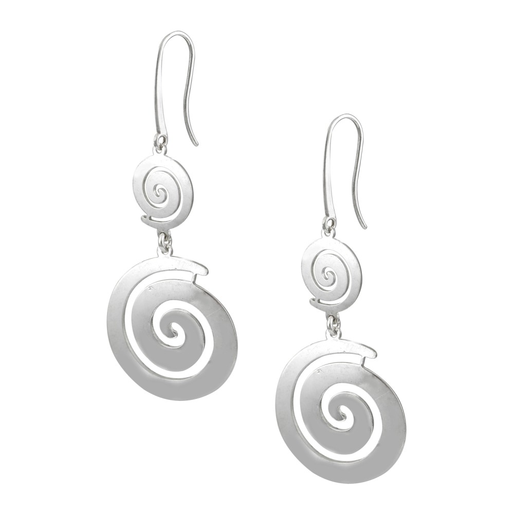 Double Spiral Dangle Earings. Silver 925