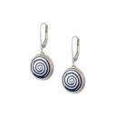 Dangle Spiral Dark Blue Enamel Earings. Silver 925.