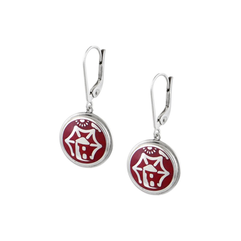 Κρεμαστά σκουλαρίκια ανεμόμυλος, Κόκκινο σμάλτο. Ασήμι 925 Κρεμαστά σκουλαρίκια ανεμόμυλος, Κόκκινο σμάλτο. Ασήμι 925