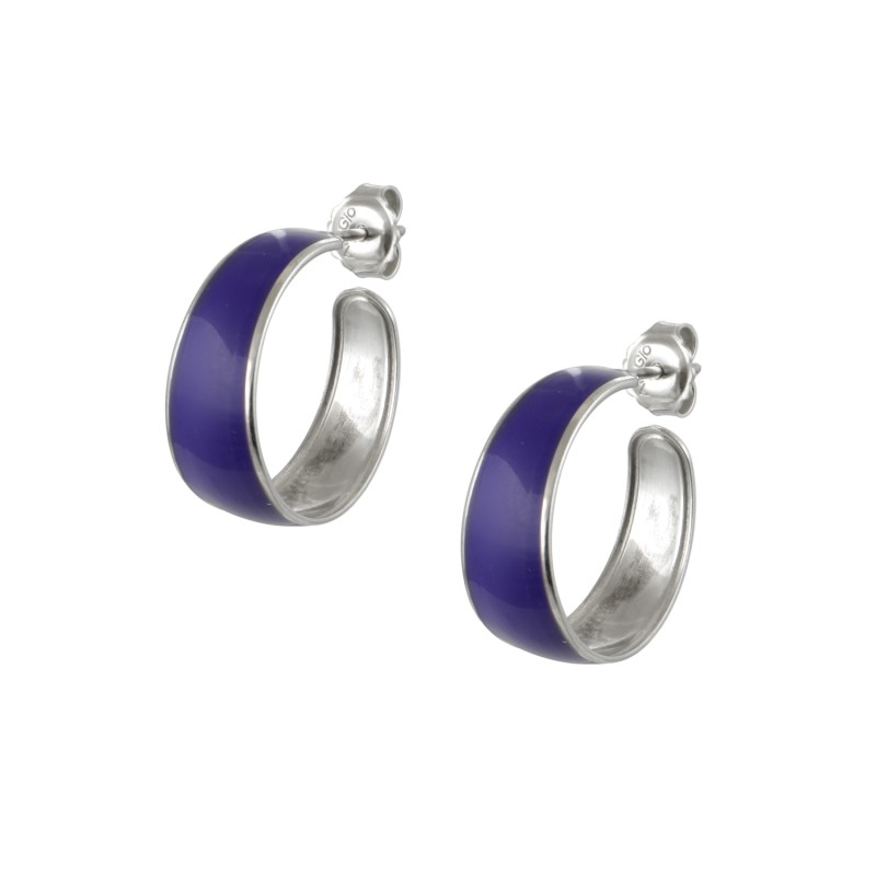 Κρίκοι μικροί, Μωβ σμάλτο, Ασήμι 925 Κρίκοι μικροί, Μωβ σμάλτο, Ασήμι 925