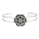 Bracetet Hexagon With Geometrical Pattern, Silver 925, Black-Grey Enamel