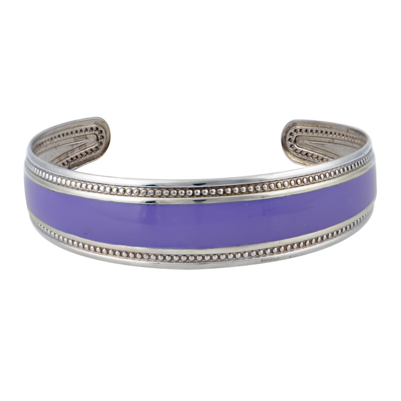 Βραχιόλι μεγάλο με πλαίσιο, Μωβ σμάλτο, Ασήμι 925 Βραχιόλι μεγάλο με πλαίσιο, Μωβ σμάλτο, Ασήμι 925